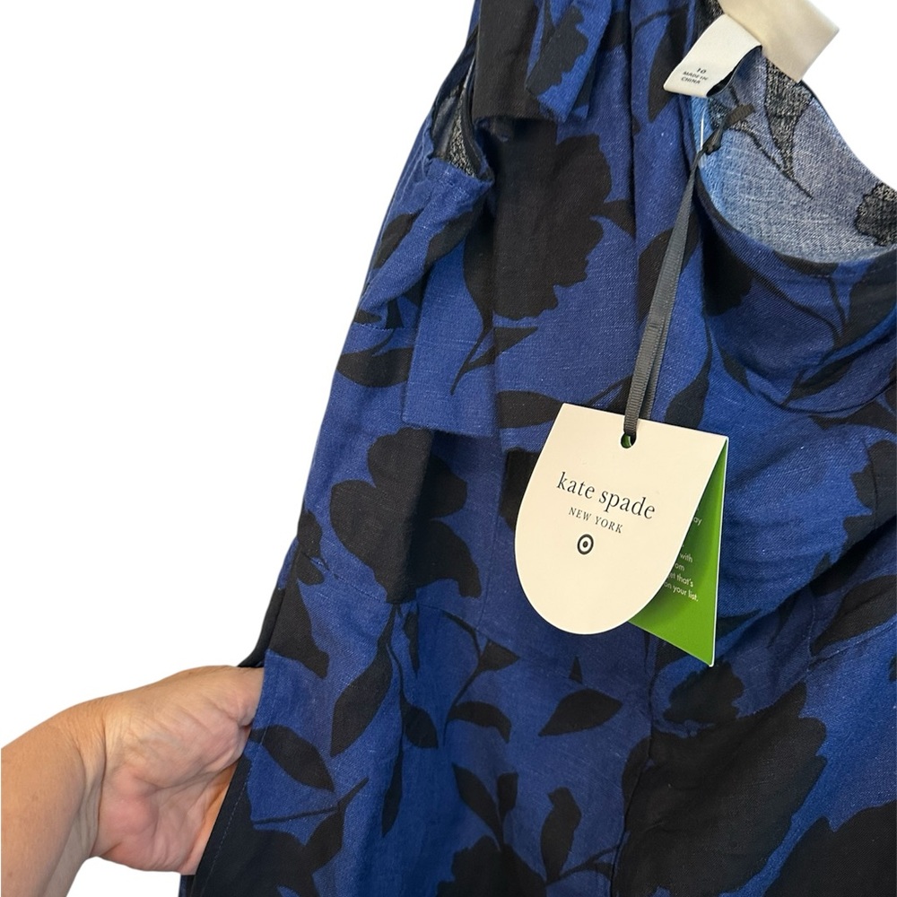 Kate Spade Blue and Black Floral Jumpsuit Wide-Leg Design - Picture 2 of 12